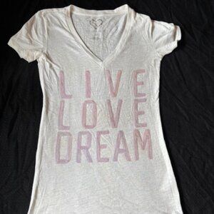 2/ $30 Aero Live Love Dream Sparkly Letters White Sleep Shirt Ladies Size S